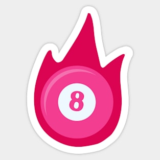 Flaming Pool Billiard Eight Ball in Pink Sticker